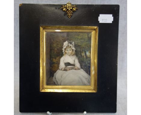 AFTER JOSHUA REYNOLDS, A MINIATURE PORTRAIT 'PENELOPE BOOTHBY, AGED 4', 9.4cm high x 8cm wide sealed within an ebonised frame