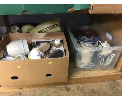 Shelf of assorted including Spode china, collectors plates etc.