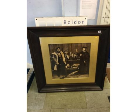 Print 'The Ambassadors' after Hans Holbein, in oak frame