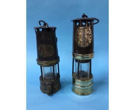 A Hailwood &amp; Ackroyd Miners lamp and a W. E. Teal Miners lamp.