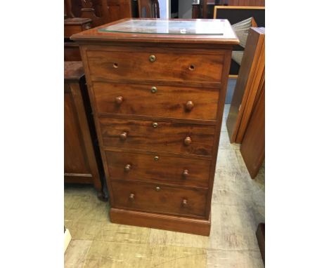 Mahogany cabinet, the opening door moulded with five dummy drawers, fitted with Bramah lock