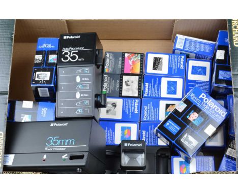 A Polaroid 35mm Power Processor,  untested, VG, in maker's box with manual, power cable, with a Polaroid 35mm Auto Processor,