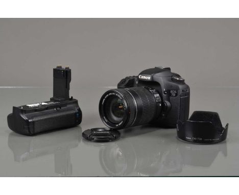 A Canon EOS 7D DSLR Camera, powers up, shutter working, flash working, display working, appears to function as should, body V