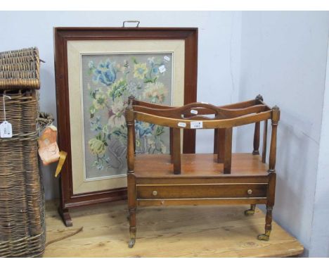 Mahogany Canterbury, together with a firescreen. (2)