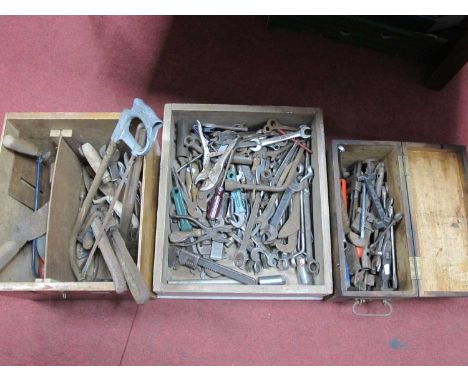 Tools - spanners, wrenches, saws, many others:- Three Boxes.