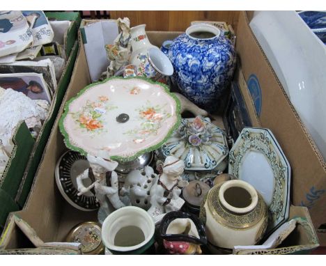 Oriental vases of varied size along with other ceramic items to include pair of figurines of children one playing flute the o