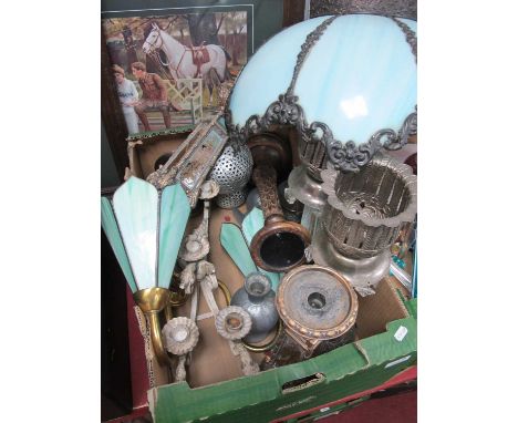 A Pair of Continental Candlesticks, wall lights, etc, together with a ceiling light:- One Box.