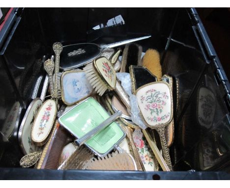 Ladies Vanity Mirrors and Brushes, including embroidered backs, diamente, faux enamel- One Box [560786]