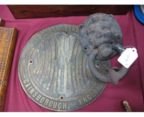 Marshall Sons &amp; Co Ltd Gainsborough England brass plaque (possibly off a steam engine) together with a XIX century cast i