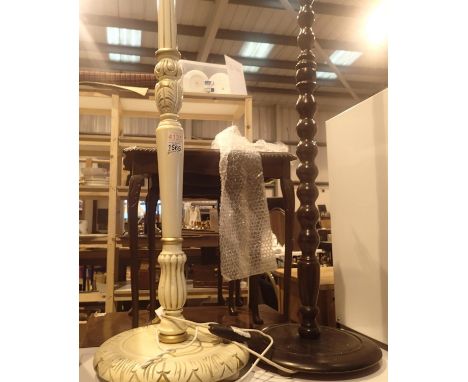 Two mahogany standard lamp, one painted standard lamp. Not available for in-house P&amp;P, contact Paul O'Hea at Mailboxes on