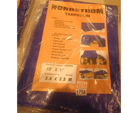 Four 12ft x 9ft Nordstrom tarpaulin sheets. P&amp;P Group 2 (£18+VAT for the first lot and £3+VAT for subsequent lots) 