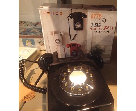 Black, Wall-mounted, GPO746 Retro push button telephone replica of the 1970s classic, compatible with modern telephone bankin