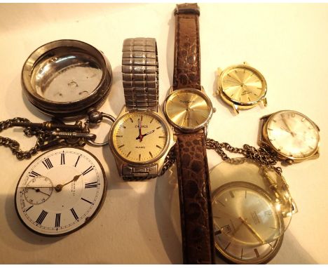 Collection of five vintage wristwatches and a silver pocket watch. P&amp;P Group 1 (£14+VAT for the first lot and £1+VAT for 