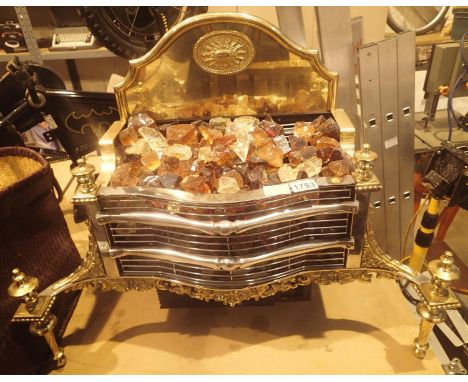 Large electric coal effect convector fire with ornate brass surround. Not available for in-house P&amp;P, contact Paul O'Hea 