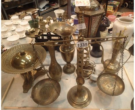 Selection of mixed brassware to include scales. Not available for in-house P&amp;P, contact Paul O'Hea at Mailboxes on 01925 