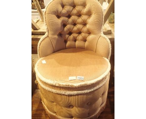Upholstered button back bedroom chair. Not available for in-house P&amp;P, contact Paul O'Hea at Mailboxes on 01925 659133 