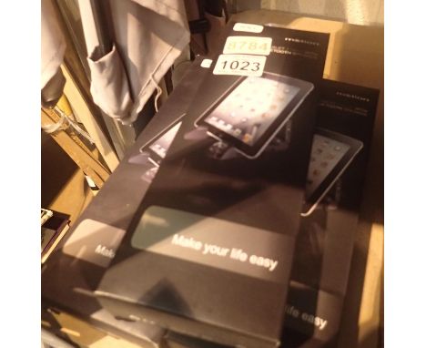 Three new old stock Audio Motion X-7 tablet / phone stand with Bluetooth speaker; boxed. P&amp;P Group 1 (£14+VAT for the fir