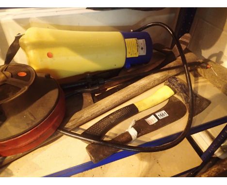 Mixed lot of tools including felling axe. Not available for in-house P&amp;P, contact Paul O'Hea at Mailboxes on 01925 659133