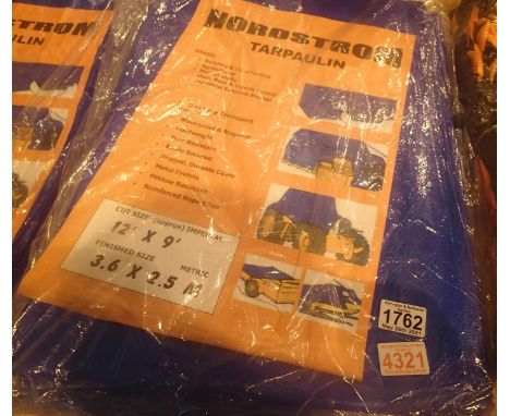 Four 12ft x 9ft Nordstrom tarpaulin sheets. P&amp;P Group 2 (£18+VAT for the first lot and £3+VAT for subsequent lots) 