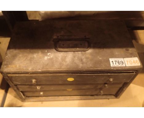 Metal toolbox with tools. Not available for in-house P&amp;P, contact Paul O'Hea at Mailboxes on 01925 659133 
