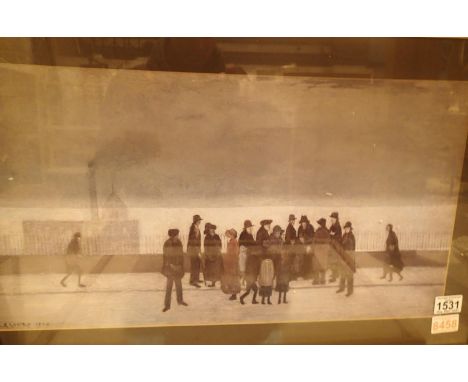 Framed and glazed L. S. Lowry street scene print, 58 x 30 cm. Not available for in-house P&amp;P, contact Paul O'Hea at Mailb