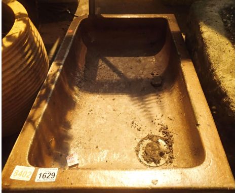 Glazed earthenware shallow trough sink. 75 x 46 x 15cm. Not available for in-house P&amp;P, contact Paul O'Hea at Mailboxes o