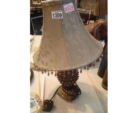 Antique bronzed resin pineapple electric table lamp. Not available for in-house P&amp;P, contact Paul O'Hea at Mailboxes on 0