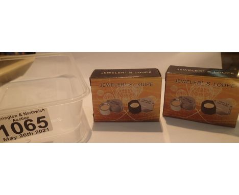 Two old new stock stainless steel jewellery loupes 30 x 21. P&amp;P Group 1 (£14+VAT for the first lot and £1+VAT for subsequ