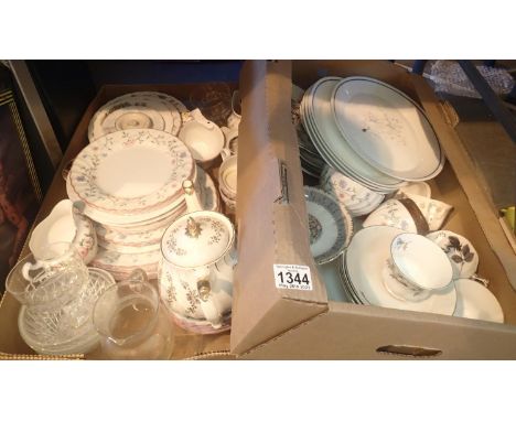 Two boxes of mixed ceramics and glassware to include a Sadler decorative teapot. Not available for in-house P&amp;P, contact 