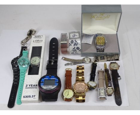 VINTAGE 9CT GOLD CASED WRISTWATCHES (2), various other lady's and gent's wristwatches and an Uwatec digital bottom timer dive