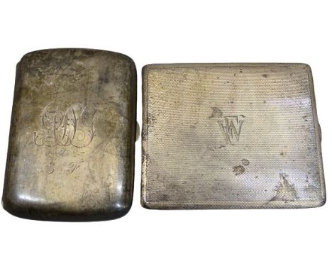 BIRMINGHAM SILVER CIGARETTE CASES (2) - a semi-curved back example dated 1917, Maker Horace Woodward &amp; Co Ltd, 9.5 x 7cms