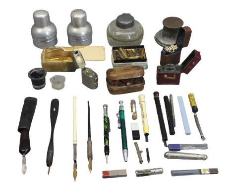 DESKTOP/WRITING COLLECTABLES - a mixed quantity to include travel ink and light pots, desk ink bottles, boxed quantities of n