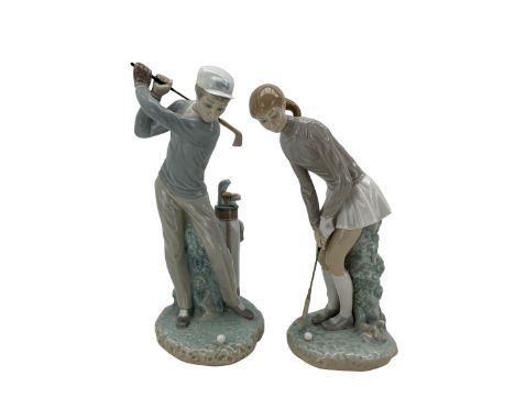 Two Lladro Golfer figures, model numbers 4824 & 4851, H28cm (2)