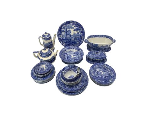 Copeland Spode Italian part dinner and teaware comprising coffee pot, teapot & stand, one teacup, three egg cups, four dinner