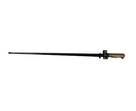 French model 1886 Lebel bayonet with cruciform blade, brass hilt and steel scabbard blade length 50cm