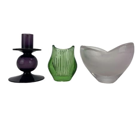 Littala glass vase designed by Kaj Franck, model no. 3111, Harfa green glass vase by Eryka Trzewik Drost for Zabkowice, toget