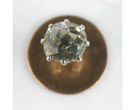 A yellow metal diamond set collar stud, the claw set cushion cut diamond weighing approx 0.6 carats, clarity assessed SI2 and