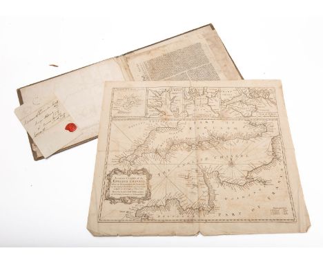SEALE, Richard William. A Correct Chart of the English Channel,
circa 1745, engraved chart, four inset vignette charts, decor
