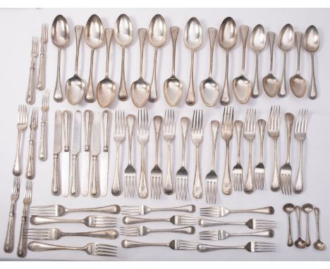 A silver plated bead edge flatware service.