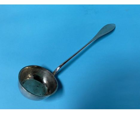 A silver ladle, marks rubbed, 7oz