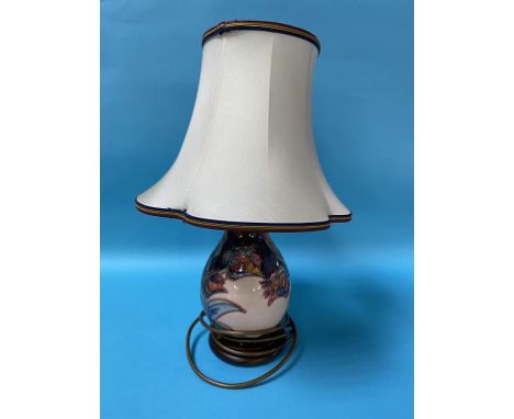 A Moorcroft table lamp (approx. 20cm, 43cm with shade)