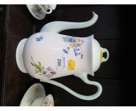 A Shelley bluebell and forget-me-not pattern part coffee service, with coffee pot and six cups and saucers