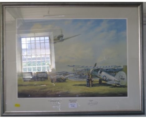 J.W. Mitchell 'Debut at Duxford' Limited edition lithographic print 147/450 Signed in pencil by the artist and Air Commodore 