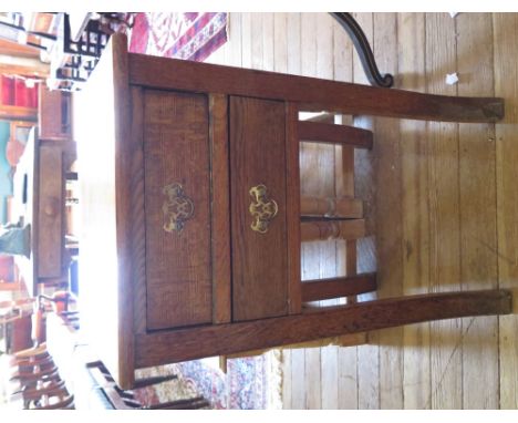 A 19th century oak side table, the two frieze drawers over square outswept legs, 48cm wide, 76cm high