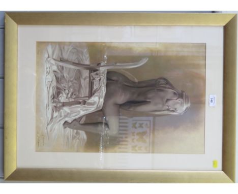 G. Tristram study of a young nude lady seated signed limited edition print 160/225, 55cm x 35cm