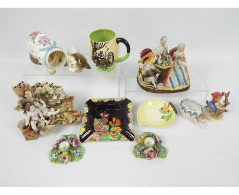 Mixed ceramics to include continental porcelain, Carlton Ware, Hummel figurine and similar.