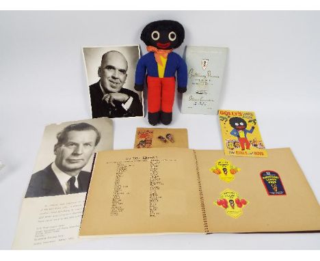A collection of ephemera and items relating to James Robertson's &amp; Sons including two enamel badges, bagpiper and cricket