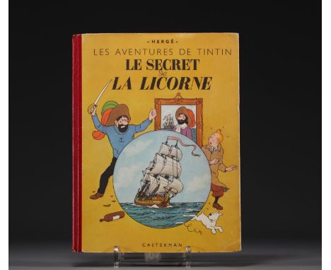 Tintin - Album "The Secret of the Unicorn" 1943 edition. Boards in good condition, slightly rubbed at the edges and corners, 