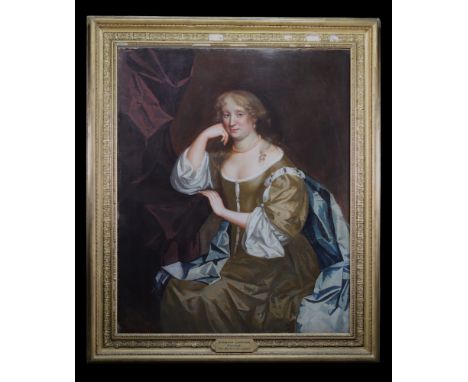 Portrait of "Barbara Campion wife of Sir Herbert Springale" Large oil on canvas, 18th century. Unsigned. - Weight: 17.50 kg -