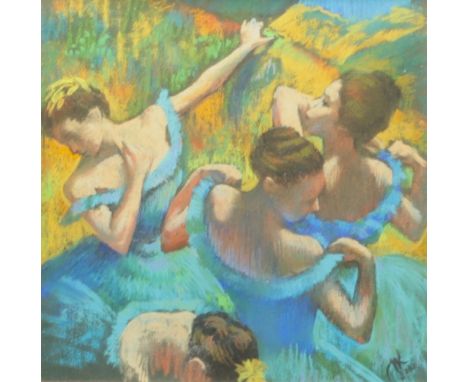 "Ballerinas" Russian school, pastel in the style of Degas, monogrammed and dated 2000 - Weight: 1.66 kg - Shipping unavailabl